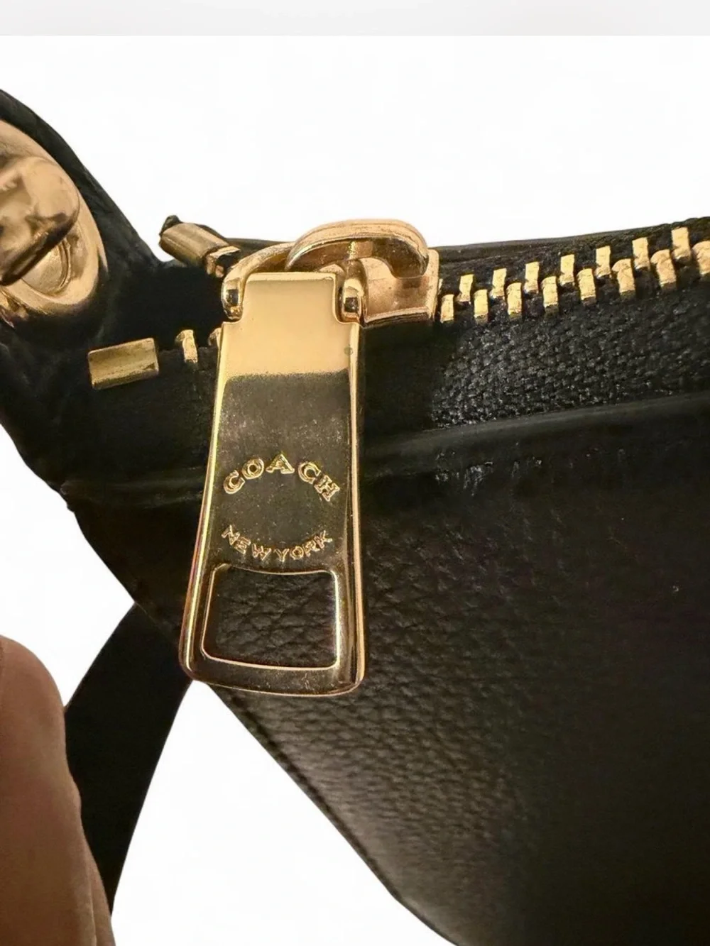 COACH Jes Baguette Leather Crossbody Bag Black C7265